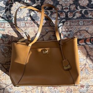 Michael Kors Tan Leather Tote with Gold MK Accent